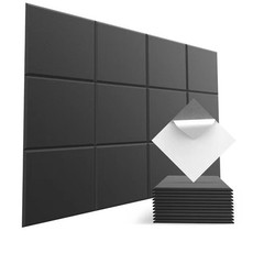 18~90 Pack Acoustic Panels with Self-Adhesive 12″ X 12″ X 0.4″ Sound Proof Foam