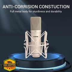 SUUNTOK Condenser XLR Microphone Kit Silver Shock Mount Studio