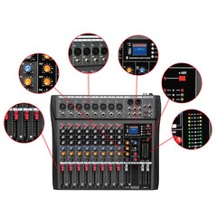 8 Channel Professional Digital Bluetooth Live Studio Audio Mixer Power Mixing