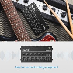 Moukey Audio Mixer, DC 5V, 6 Stereo Ultra, Low Noise 6 Medium (6-channel)