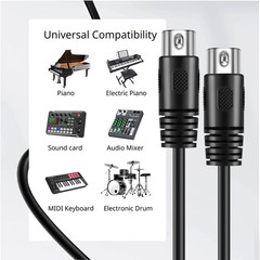 TNP MIDI Cable 6FT – 5 Pin DIN Male to Male Audio Interface Lead for Keyboard Sy