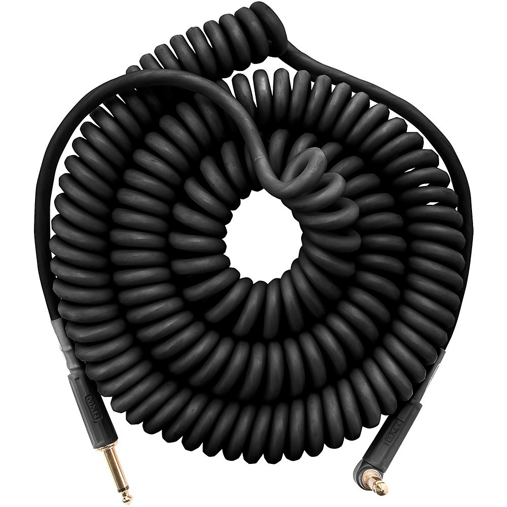 MXR 15′ Coil Instrument Cable Straight to Angle 15 ft. Black