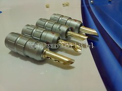 4Pc hifi audio Copper Speaker Cable Wire Banana Plug Connector Silver