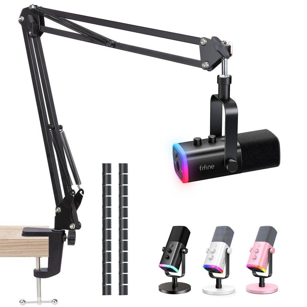 SUNMON Fifine AM8 Boom Arm – Metal Scissor Mic Boom Arm for Fifine Mic, Fifine B