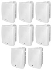 8) Rockville WET-6W 70V 6.5″ IPX55 White Commercial Indoor/Outdoor Wall Speakers