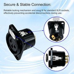 10x XLR 3Pin Panel Mount Male Female Combo Gold Plated Black Chassis Connector