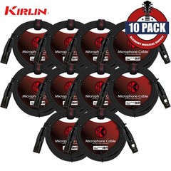 10-PACK Kirlin 20FT XLR M to XLR M 20AWG Microphone Cable Black MPC-270 PB-20/BK