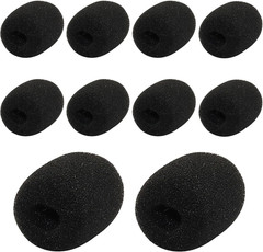 10 Pack Black Lapel Headset Microphone Windscreen – High-Density Sponge Foam