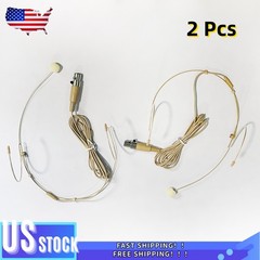 2x Headset Mic Headworn Microphone Mini XLR 4 Pin TA4F For Shure Wireless System