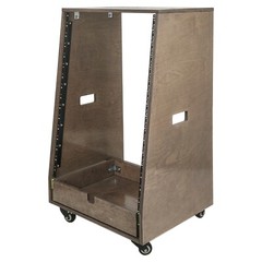 Sound Town 16U DIY Slanted Studio Rack w/h 2U Drawer Plywood Casters SDRK-16TBD2
