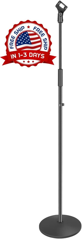Soporte De Micrófono Universal Con Base Compacta Y Resistente, Altura Ajustable