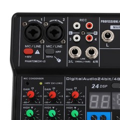 4-Channel Professional Audio Mixer W/ Bluetooth, USB & DSP Effects 24-bit/48KHz