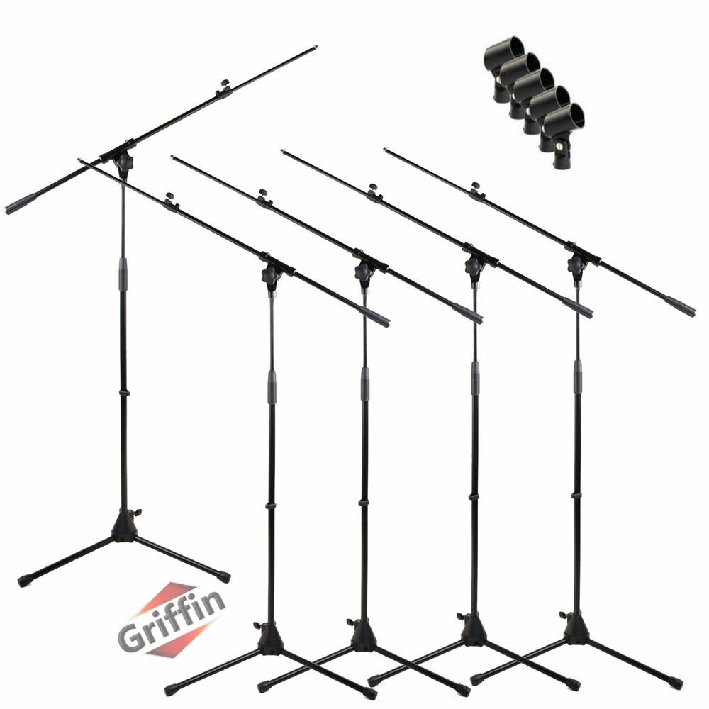GRIFFIN Microphone Stand with Boom Arm 5 PACK – Tripod Telescoping Studio Mic