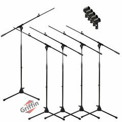 GRIFFIN Microphone Stand with Boom Arm 5 PACK – Tripod Telescoping Studio Mic