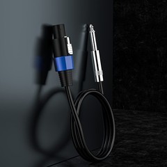 2-Pack 6 ft Speaker Cable – Speakon to 1/4 in TS, Professional 12AWG Wire Lock