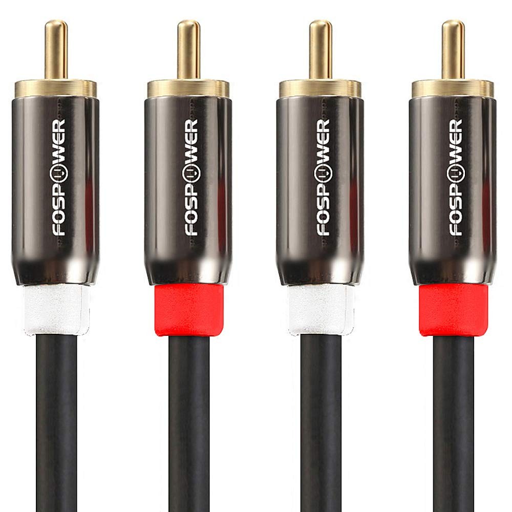 FosPower 2 RCA M/M Stereo Audio Cable [24K Gold Plated | 3 Feet, 0.9m / 3ft