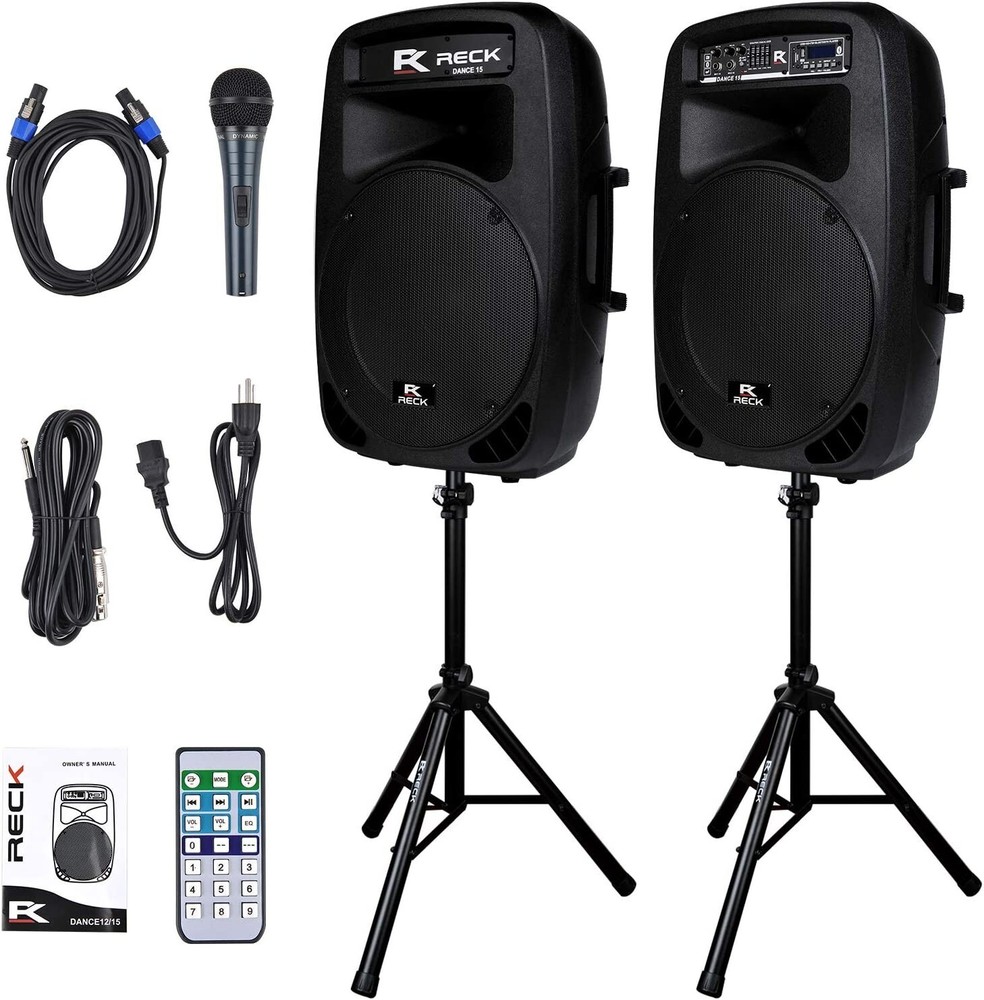 PRORECK Dance 15 Inch PA System Speaker 2000W 2-Way Powered PA Portable Speakers