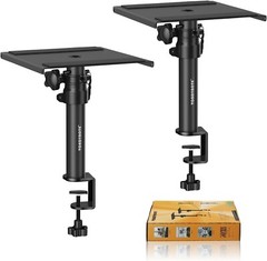 Set of 2 Desktop Clamp Speaker Stands Short Studio Monitor Stands Height Adjust