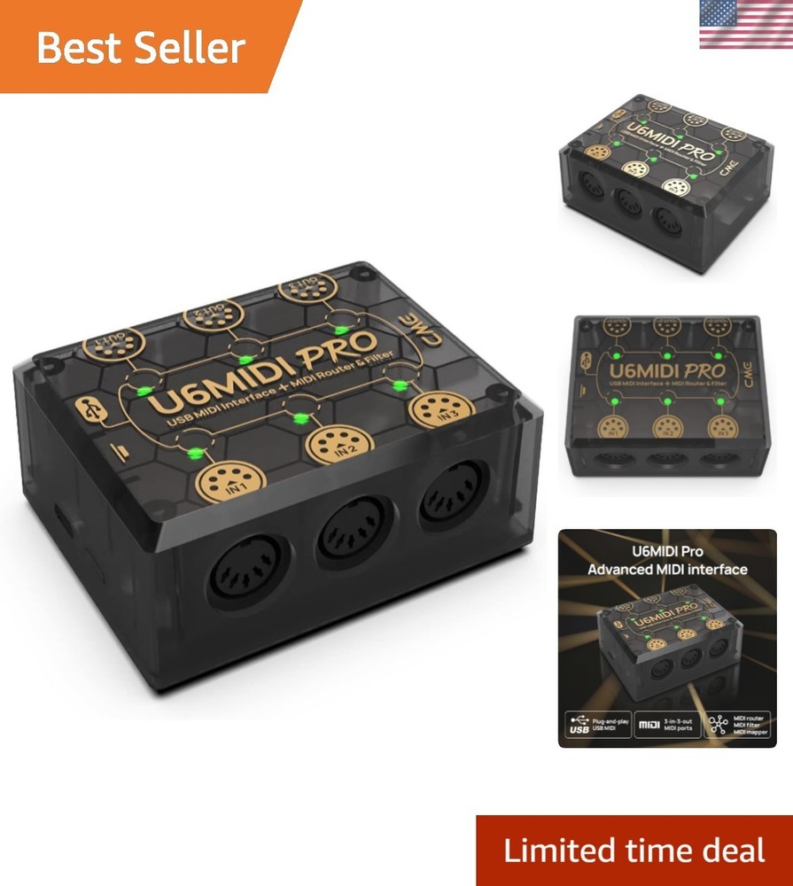 Professional Plug-and-Play USB MIDI Interface with Router and Filter – Compact
