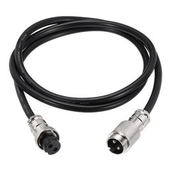 1M/3.28 ft GX16 2 Pin Cable Male to Female Head Aviation CordSet 20AWG, Black