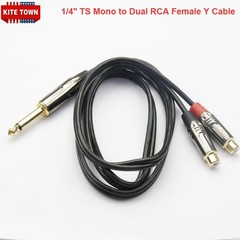 1/4″ (6.35mm) TS Male Mono to Dual RCA Female Extension Mono Splitter Y Cable