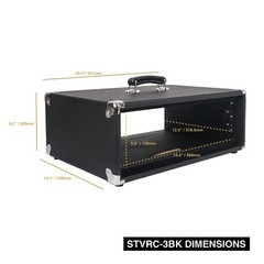 Sound Town Vintage 3U Amp Rack Case, 12.5″ Depth, Black (STVRC-3BK)