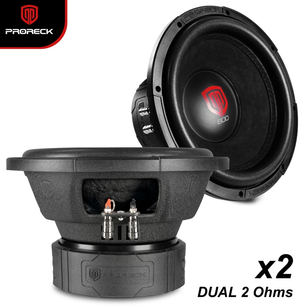 PRORECK 410 10″ Car Subwoofer Pair 1200W Dual 2 Ohm DVC Audio Stereo Sub Woofers