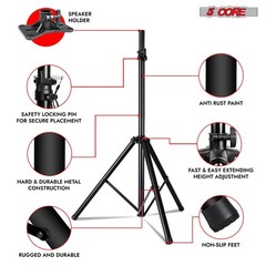 Heavy Duty Adjustable Speaker Stand Tripod Pair up to 72 inches for DJ & Studi