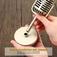 4Pcs Retro Microphone Props Model Microphone Stage Table Decor Gold J6Q24216
