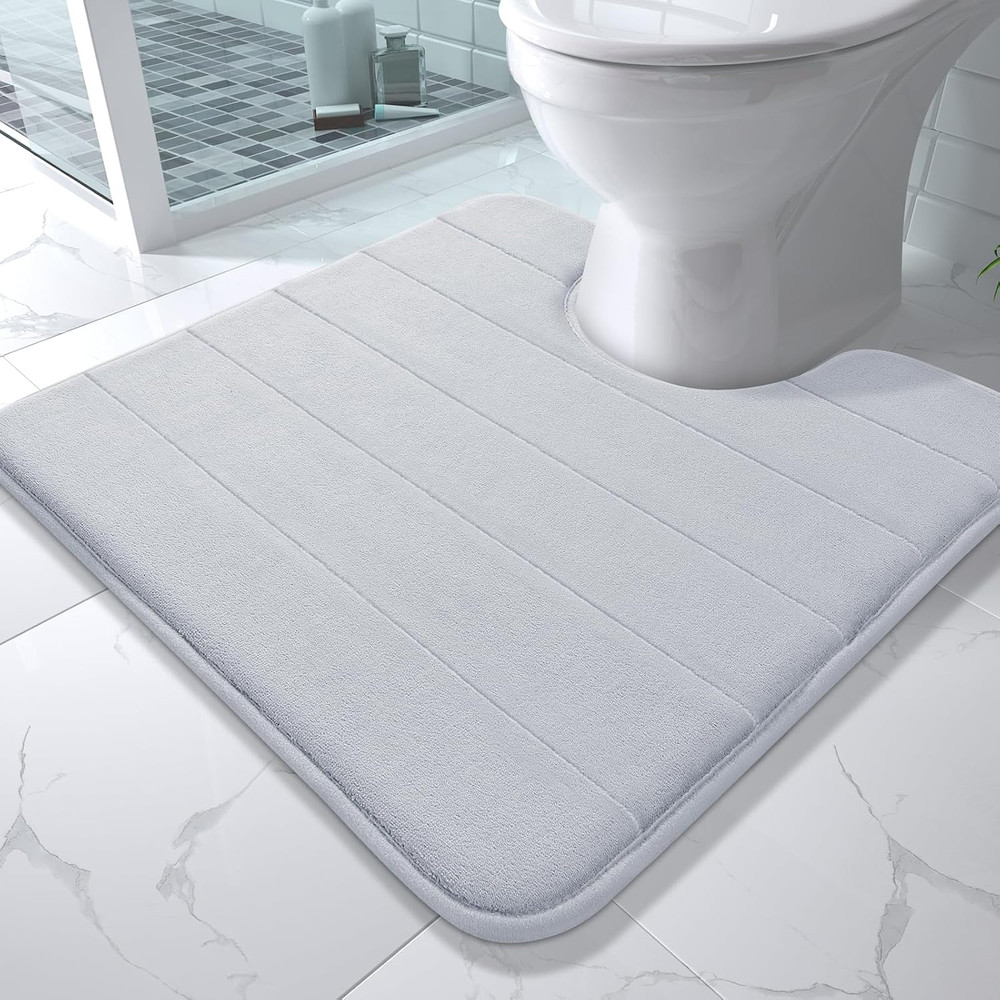 Memory Foam Toilet Bath Mat U-Shaped, Soft and Comfortable, Super Water Absorpti