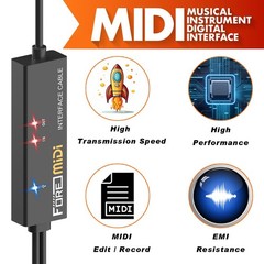 MIDI to USB Interface Compatible with USB Type-C MIDI Cable with Input&Output…