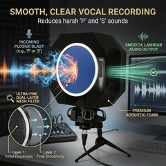 Professional Microphone Isolation Shield with Pop Filter,Reflection Filter fo…