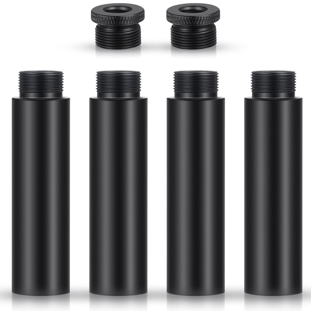4PCS 5/8in Mic Stand Extension Tube Aluminum Boom Pipe w Adapters Black, New USA