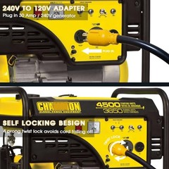 240V to 120V Adapter, Generator Plug NEMA L14-30P to L14-30R and 4 Port Yellow