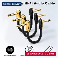 Right Angle 1/4″ 6.35mm Male to Male Guitar Cable 6 inch 22AWG Gold Flat 1/4 TS