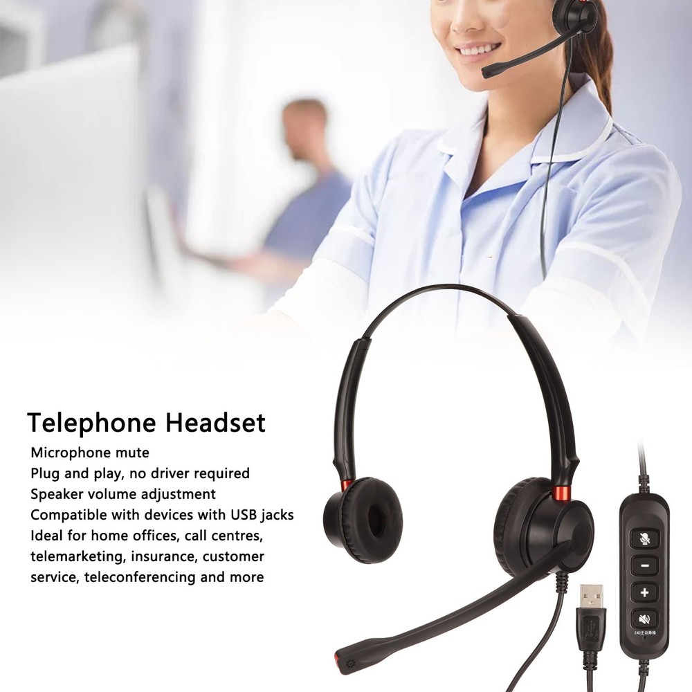 Telephone Headset Volume Adjustment Microphone Mute USB Binaural Customer S KDWZ