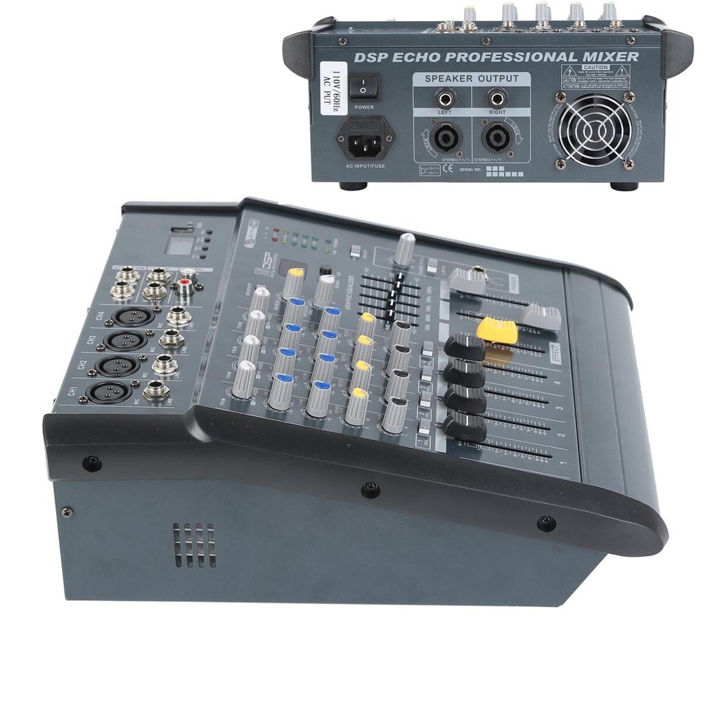 4 Channel Digital Powered Audio Bluetooth Audio Mixer Mixing Amplifier TRS 16DSP