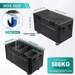 Cable Trunk Road Case Flight Case w/Wheels,Stackable Heavy Duty ATA Rolling Case
