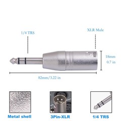 2 Pack 1/4 TRS to XLR Adapter, Balanced Quarter Inch 6.35mm Male to XLR Male Ada