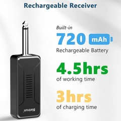 Bietrun UHF Wireless Microphone Receiver WXM02/WXM04, Rechargeable 720mAh Batter