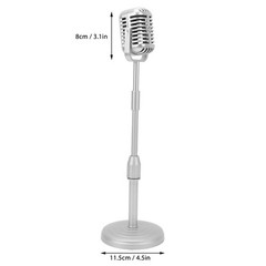Retro Microphone Prop Lightweight Fake Vintage Mic For Shooting/Party (Silver)