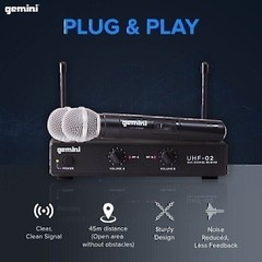 Gemini Sound UHF-02M Pro Live Stage PA Karaoke Handheld Wireless Microphones